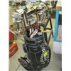 Image 1 : BLACK GOLF BAG W/LG. LOT OF ASST. LEFT HAND CLUBS: DRIVERS, PUTTERS, ETC.