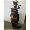Image 1 : RED & BLACK GOLF BAG W/ASST. LEFT HAND CLUBS