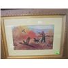 Image 2 : ORIGINAL WATERCOLOR OF THE DUCK & THE HUNTING SCENE FRAMED PRINT