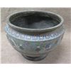 Image 1 : Footed Blue Floral Planter Pot w/ Maker's Mark 13" dia, 10"H
