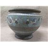 Image 2 : Footed Blue Floral Planter Pot w/ Maker's Mark 13" dia, 10"H