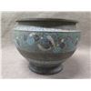 Image 5 : Footed Blue Floral Planter Pot w/ Maker's Mark 13" dia, 10"H