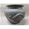 Image 3 : Footed Blue Raised Design Planter Pot w/ Maker's Mark 13" dia, 12"H