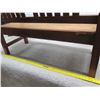 Image 18 : Koa Wood Bench w/ Arms & Slatted Back 48"x18"x36"H (needs repair & refinishing)