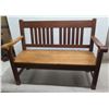 Image 1 : Koa Wood Bench w/ Arms & Slatted Back 48"x18"x36"H (needs repair & refinishing)