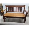 Image 2 : Koa Wood Bench w/ Arms & Slatted Back 48"x18"x36"H (needs repair & refinishing)