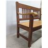 Image 3 : Koa Wood Bench w/ Arms & Slatted Back 48"x18"x36"H (needs repair & refinishing)