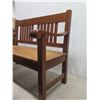 Image 6 : Koa Wood Bench w/ Arms & Slatted Back 48"x18"x36"H (needs repair & refinishing)