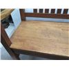 Image 8 : Koa Wood Bench w/ Arms & Slatted Back 48"x18"x36"H (needs repair & refinishing)