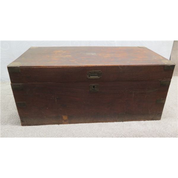 Wooden Camphor Chest w/ Metal Hardware (No key) 34"x17"x15"H