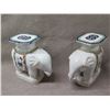 Image 2 : Qty 2 White Elephant Shaped Plant Stands w/ Decorative Saddles 17"L x 20"H