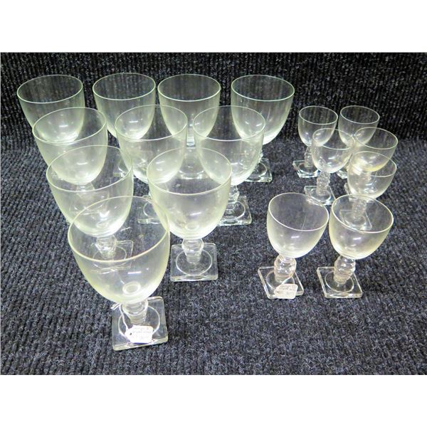 Qty 10 Gump's Wine Goblets & 7 Crystal Glasses