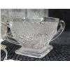 Image 14 : Qty 7 Gotham Crystal Wine Glasses & 2 Pressed Clear Glass Creamer & Sugar Bowl