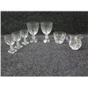 Image 2 : Qty 5 Gump's Crystal Wine Glasses & Cut Glass Creamer w/ Sugar Bowl