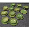 Image 1 : Qty 11 Green Melamine Teacups & 12 Saucers Made in Japan