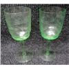 Image 1 : Qty Approx. 15 Green Etched Stemmed Glasses