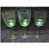 Image 1 : Qty Approx. 15 Green Etched Stemmed Glasses