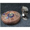 Image 1 : Bust Female Head 6"H & Woven Trinket Box 8" dia