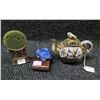 Image 1 : Jade Round Butterfly w/ Stand, Lapis Frog & Elephant Tea Pot