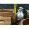 Image 15 : Wooden Box w/ Lid & Bowl, Metal Stanley Pitcher w/ Stopper, Dragon Cooler, Duck, etc