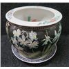 Image 1 : Planter Pot w/ Asian Floral Design & Base 12" dia, 11"H