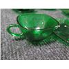 Image 8 : Multiple Footed Green Glasses, Teacups w/ Square Saucers & 2 Leaf Serving Bowls