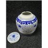 Image 2 : Blue Floral Ginger Jar w/ Lid (cracked) 8"H