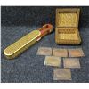 Image 1 : Hinged Box & Oval Containers & 6 Metal Plates