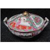 Image 1 : Asian Famille Rose Tureen w/ Handles & Lid Decorated in Hong Kong 11" dia, 3"H (w/o lid)