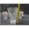 Image 10 : Qty 2 Cocktail Recipe Glasses w/ Indian Cartoons & Cut Glass Vase 10"H