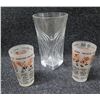 Image 1 : Qty 2 Cocktail Recipe Glasses w/ Indian Cartoons & Cut Glass Vase 10"H