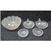 Image 1 : Qty 4 Zajecar Kristal & Cut Glass Candy Dishes & 1 Bowl w/ Scalloped Edges, Misc Sizes