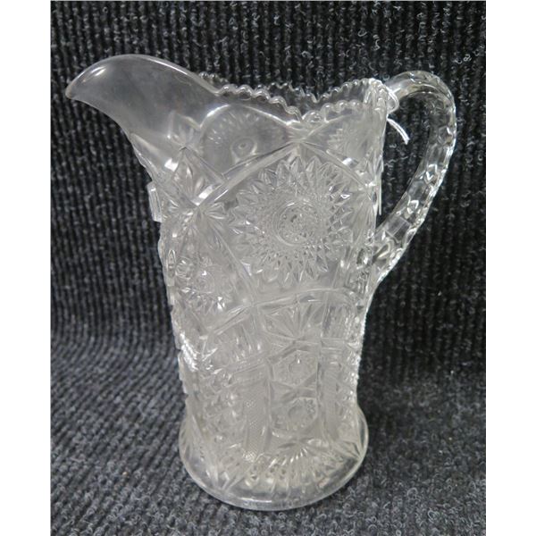 Cut Glass Pitcher w/ Handle 9.5"H