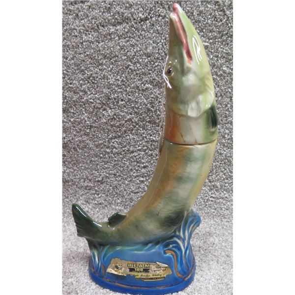 Beam 100 Months Old Bourbon Whiskey Muskie Wisconsin's State Fish Decanter 14"H