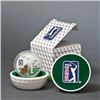 Image 1 : PGA Tour 925 Sterling Silver $5 Coin in Golf Ball Display - LE/2500 Proof 3d Leather Golf Bag Insert