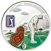 Image 3 : PGA Tour 925 Sterling Silver $5 Coin in Golf Ball Display - LE/2500 Proof 3d Leather Golf Bag Insert