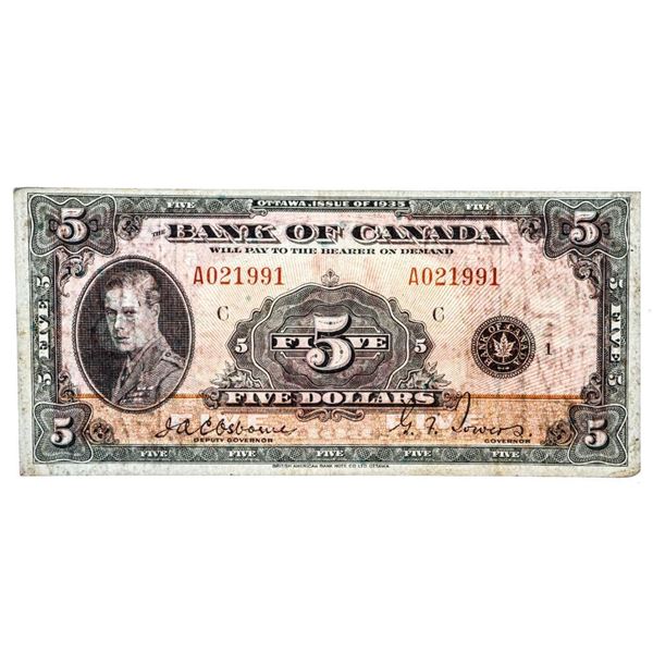 Bank of Canada 1935 $5 VF20