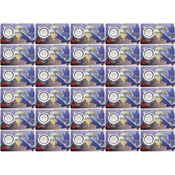 Original Mint Box - 30 x Year 2000 LIBERTE "Freedom" 25 Cent Coin Sealed on RCM Display Card -