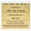 Image 3 : Canada 1953 1Â¢ Coin MS-63 ICCS ( NSF; Red & Brown)
