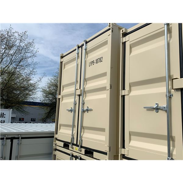 9' BEIGE PORTABLE OFFICE CONTAINER W88" X L108" X H99" WITH WINDOW, LOCKING MAN DOOR, WOOD FLOOR,