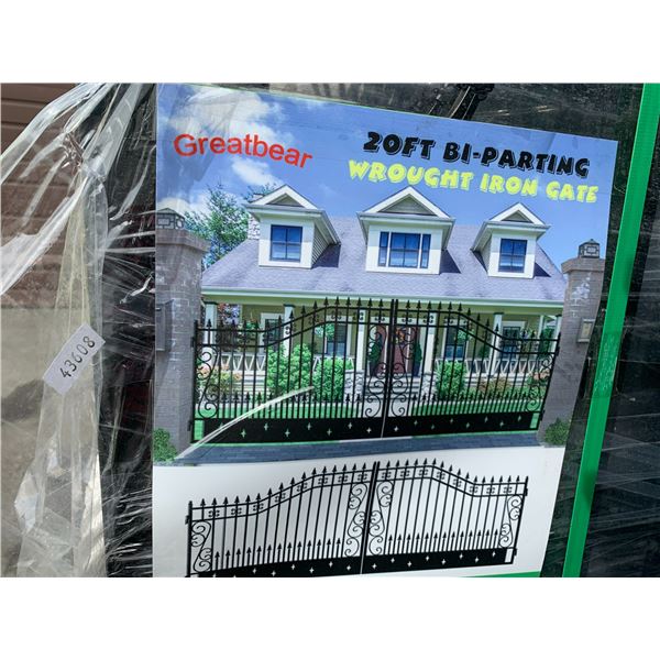 *2P* GREATBEAR BLACK 20' BI-PARTING WROUGHT IRON GATE