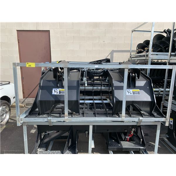 GREATBEAR 72" HYDRAULIC SKID STEER DUAL GRAPPLE ROCK GRAPPLE BUCKET ATTACHMENT