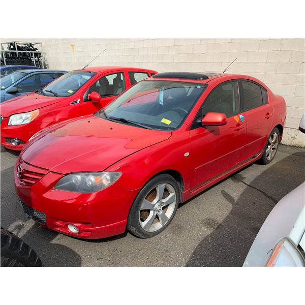 *TOW* 2006 MAZDA 3, 4 DR SEDAN, RED, VIN JM1BK123061513929