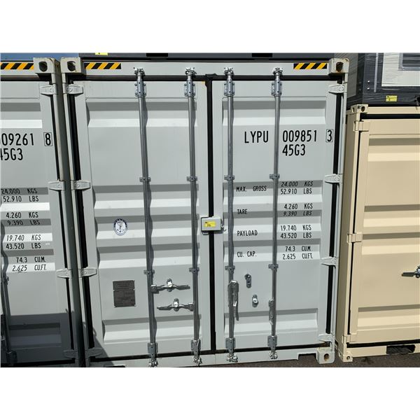 *H/T S* GREY 40' 52,910 MAX CAPACITY INDUSTRIAL TRANSPORT CONTAINER WITH 4 DUAL SWING SIDE DOORS,