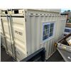 Image 1 : 12' BEIGE PORTABLE OFFICE CONTAINER W88" X L144" X H99" WITH WINDOW, LOCKING MAN DOOR, WOOD FLOOR,