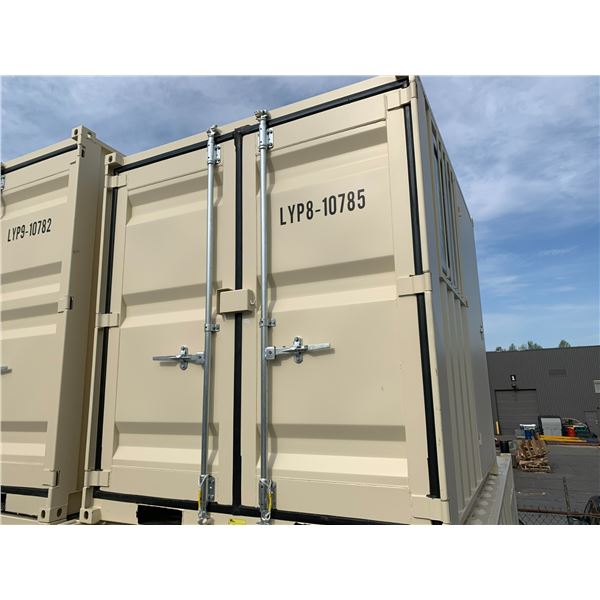 8' BEIGE PORTABLE OFFICE CONTAINER W80" X L98" X H89" WITH WINDOW, LOCKING MAN DOOR, WOOD FLOOR,