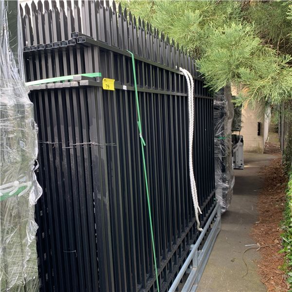 24 PIECES OF BLACK POWDER COATED GALVANIZED STEEL GARDEN/PUBLIC SPACE FENCING WITH 25 POSTS