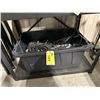 Image 1 : BIN OF ASSORTED BACKSTAGE WIRELESS RADIOS & VARIOUS LENGTH MICROPHONE CABLES ( BIN INCLUDED )