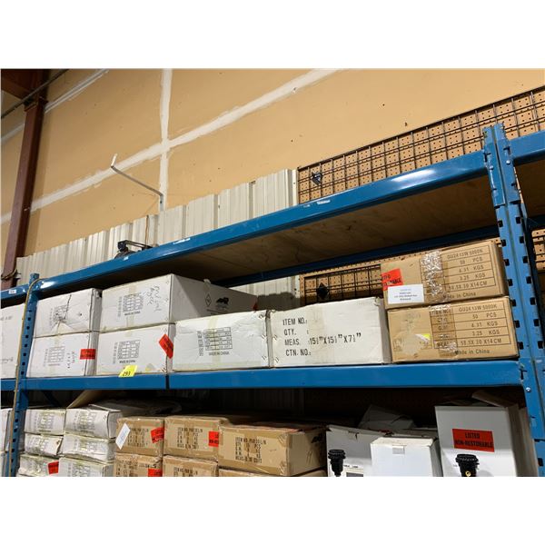 SHELF OF ASSORTED RENOVATION LIGHTING FIXTURES, ITEMS & HOUSINGS