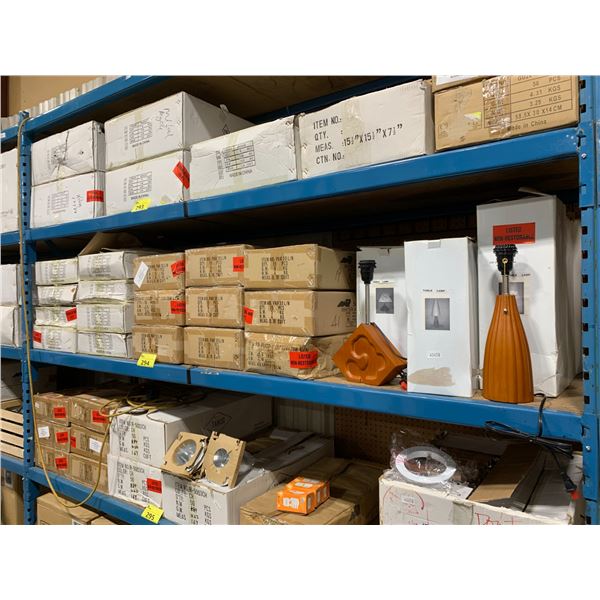 SHELF OF ASSORTED RENOVATION LIGHTING FIXTURES, ITEMS & HOUSINGS